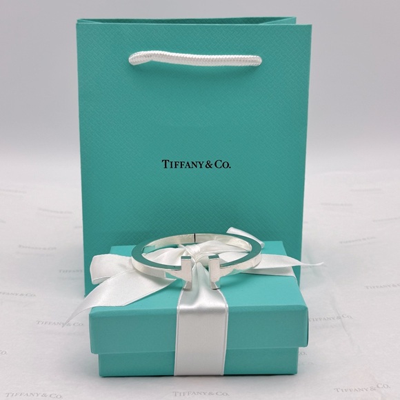 Tiffany & Co. T Square Bracelet Sterling Silver 925 Large W/ Gift Pouch & Box - Picture 1 of 14